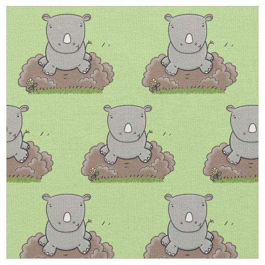 Niedliche Rhino-Cartoon-Abbildung Stoff (Nahaufnahme)