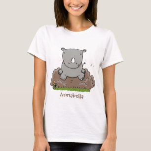 Niedliche Rhino-Cartoon-Abbildung T-Shirt
