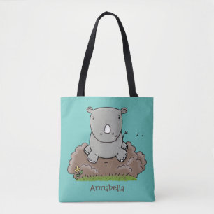 Niedliche Rhino-Cartoon-Abbildung Tasche