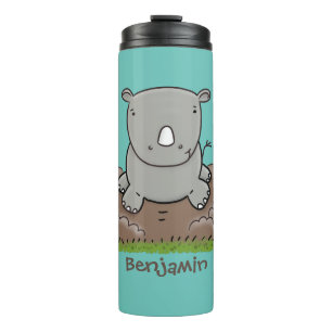 Niedliche Rhino-Cartoon-Abbildung Thermosbecher