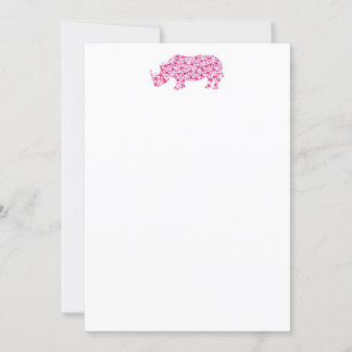Niedliche Rhinozeros aus rosa Herzen Einladung