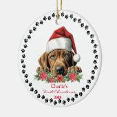 Niedliche Rhodesian Ridgeback Dog Weihnachtsmannmü Keramik Ornament (Links)