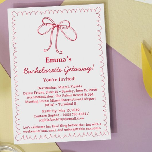 Niedliche Ribbon Bachelorette Einladung