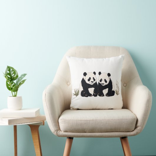 Niedliche Riesen-Pandas zusammensitzen Kissen (Stuhl )