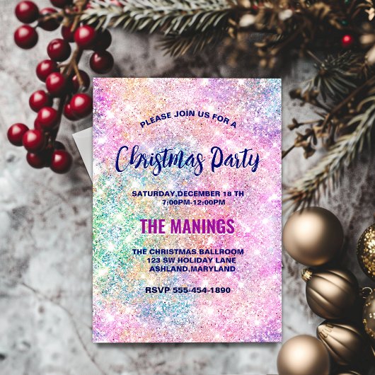 Niedliche riesenfarbene Imitate Glitzer Weihnachte Einladung