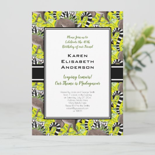 Niedliche Ringschwanzlemuren Madagaskar Jungle Par Einladung (Stehend Vorderseite)