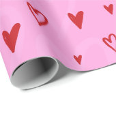 Niedliche Rinnherzen auf rosa Hintergrund Geschenkpapier (Rolleneckpunkt)