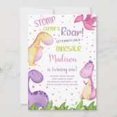 Niedliche Roarsome Party Card für Mädchen Einladung (Vorderseite)