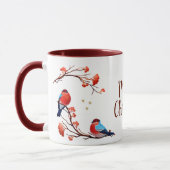 Niedliche Robin Birds auf der Roten Berry Branch W Tasse (Links)