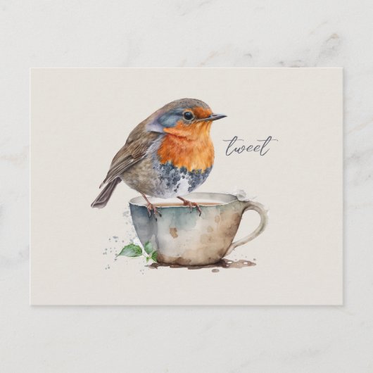 Niedliche Robin Orange Bird-Farbe Postkarte (Vorderseite)