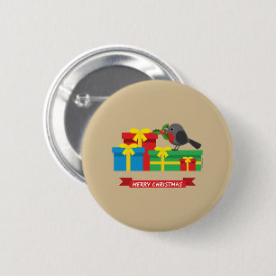 Niedliche Robin und die vier farbenfrohen Geschenk Button