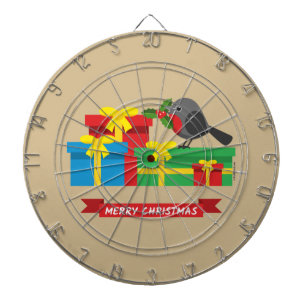Niedliche Robin und die vier farbenfrohen Geschenk Dartscheibe