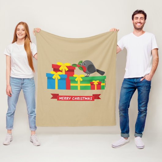 Niedliche Robin und die vier farbenfrohen Geschenk Fleecedecke (Beispiel)