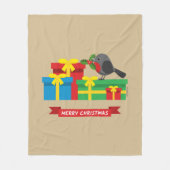 Niedliche Robin und die vier farbenfrohen Geschenk Fleecedecke (Vorderseite)