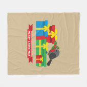 Niedliche Robin und die vier farbenfrohen Geschenk Fleecedecke (Vorderseite (Horizontal))