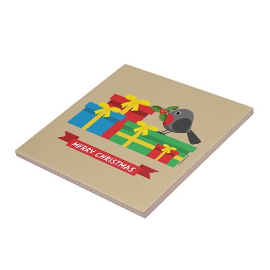 Niedliche Robin und die vier farbenfrohen Geschenk Fliese (Seite)