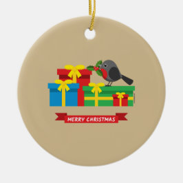Niedliche Robin und die vier farbenfrohen Geschenk Keramik Ornament
