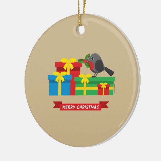 Niedliche Robin und die vier farbenfrohen Geschenk Keramik Ornament (Links)