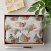 Niedliche Robinen in Winterhüten und Schals Seidenpapier (Geschenk)