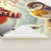 Niedliche Robins, Weihnachten gefroren Sherpadecke (3/4)