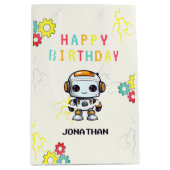 Niedliche Robot Boy Birthday Geschenktasche Mittlere Geschenktüte (Vorderseite)