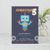 Niedliche Robot Boys Geburtstagsparty Einladung (Stehend Vorderseite)