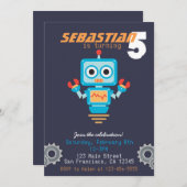 Niedliche Robot Boys Geburtstagsparty Einladung (Vorne/Hinten)