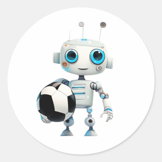 Niedliche Robot-Fußballmannschaft Runder Aufkleber (Vorderseite)