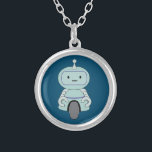 Niedliche Robot-Illustration Versilberte Kette<br><div class="desc">Niedlicher und freundlicher Roboter. Dieser bezaubernde kleine Roboter-Typ hat eine Antenne auf seinem Kopf und ein handliches Rad am Boden,  um sich zu bewegen. Seine Arme haben kleine Klammern,  um Dinge zu erfassen,  und hat ein typisches robotisches,  expressionloses Gesicht.</div>