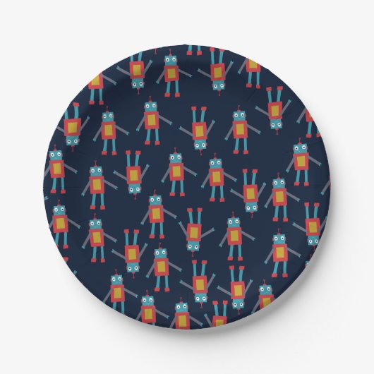 Niedliche Robot Paper-Teller Pappteller (Vorderseite)