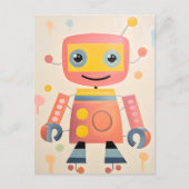 Niedliche Robot Postcard für Kinder Feiertagspostkarte (Vorderseite)