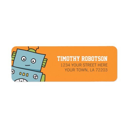 Niedliche Robot-Rücksendeadressen-Aufkleber (Vorne)