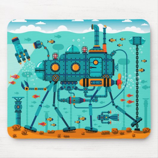 Niedliche Robot Underwater Scene Mousepad (Vorne)