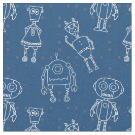 Niedliche Roboter auf klassisch-blau Stoff
