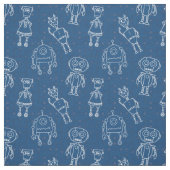 Niedliche Roboter auf klassisch-blau Stoff (Muster)
