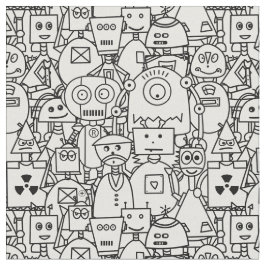 Niedliche Roboter auf weiß färben Stoff