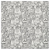 Niedliche Roboter auf weiß färben Stoff (Muster)