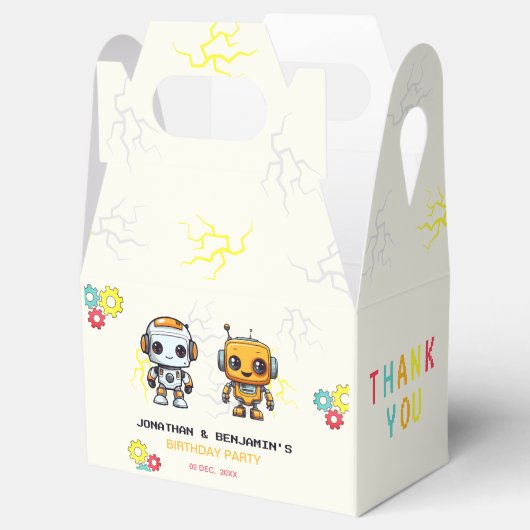 Niedliche Roboter Boys gemeinsam Geburtstag Geschenkschachtel (Geöffnet)