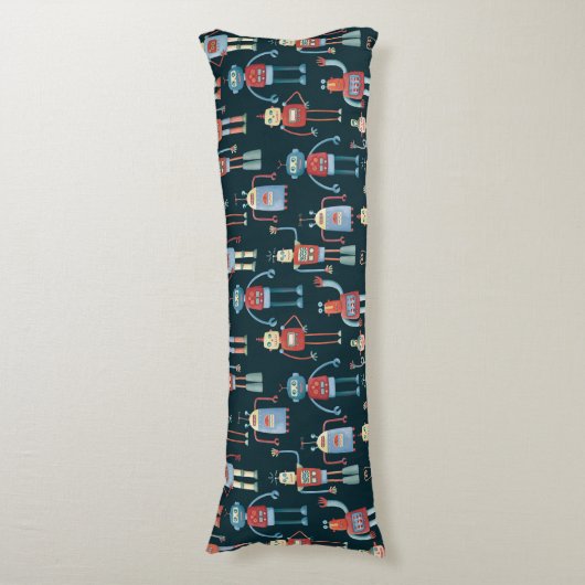 Niedliche Roboter dunkel Seitenschläferkissen (Vorderseite Vertikal)