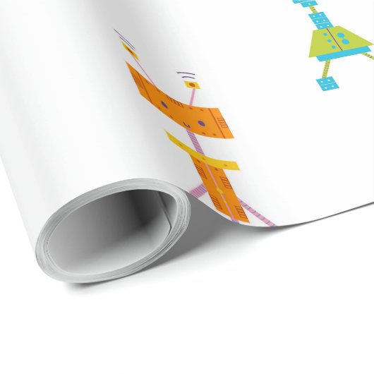 Niedliche Roboter Geschenkpapier (Rolleneckpunkt)