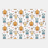 Niedliche Roboter Geschenkpapier Set (Vorderseite 2)