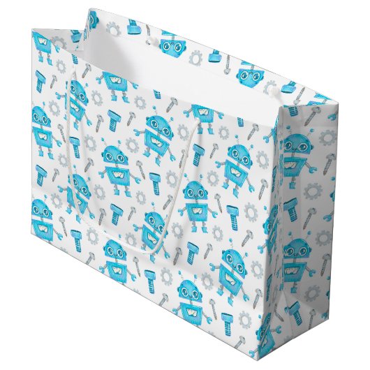 Niedliche Roboter-Geschenktasche Große Geschenktüte (Vorderseite Schrägansicht)