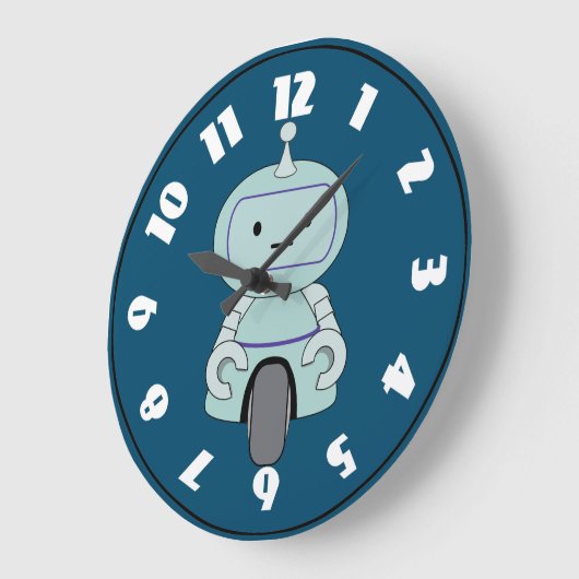 Niedliche Roboter-Illustration Große Wanduhr (Winkel)