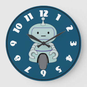 Niedliche Roboter-Illustration Große Wanduhr