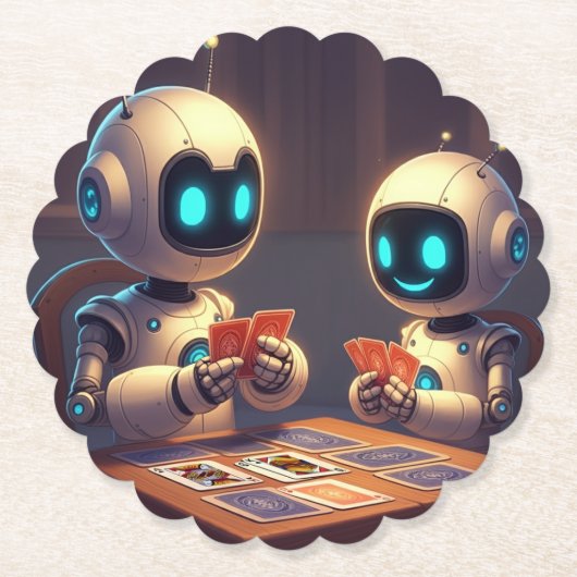 Niedliche Roboter Kartenspiel Untersetzer (Vorderseite)