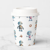 Niedliche Roboter-Kids Pappbecher (Rückseite)