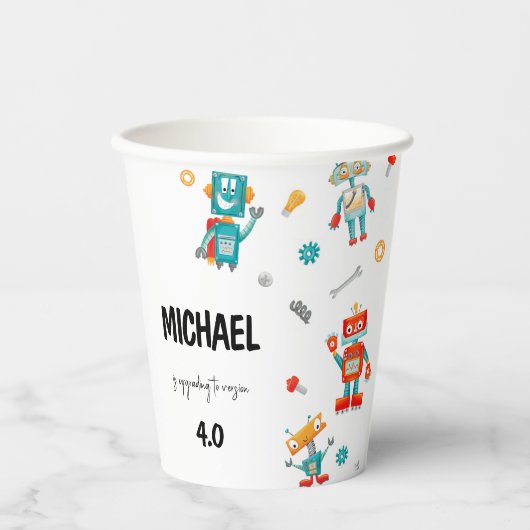 Niedliche Roboter Pappbecher (Vorderseite)
