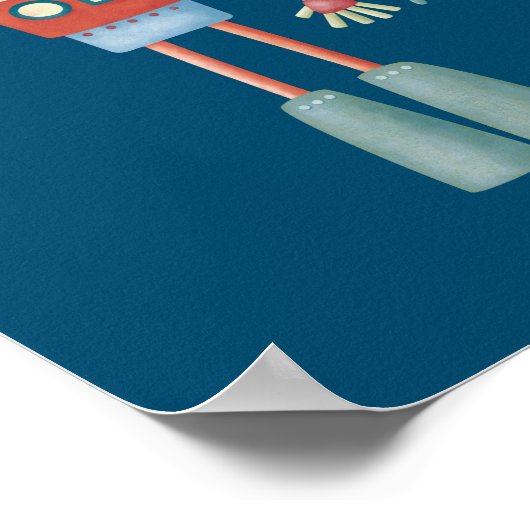 Niedliche Roboter Personalisiert Poster (Ecke)