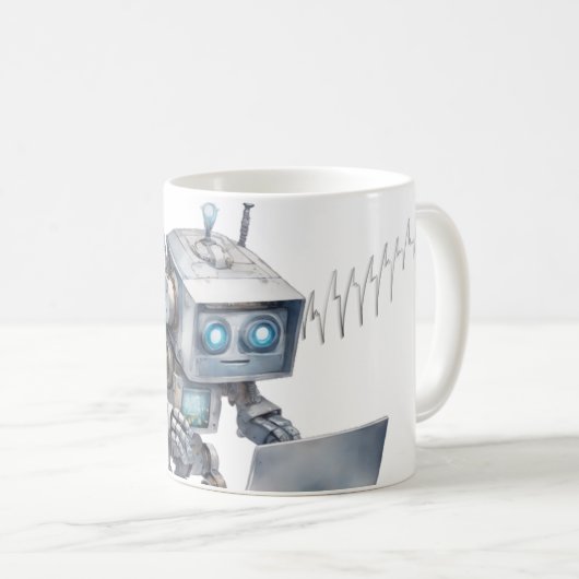 Niedliche Roboterkodierung mit einem Laptop Kaffeetasse (VorderseiteRechts)