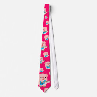 Niedliche Rockin Cartoon-Schwein-Krawatte Krawatte